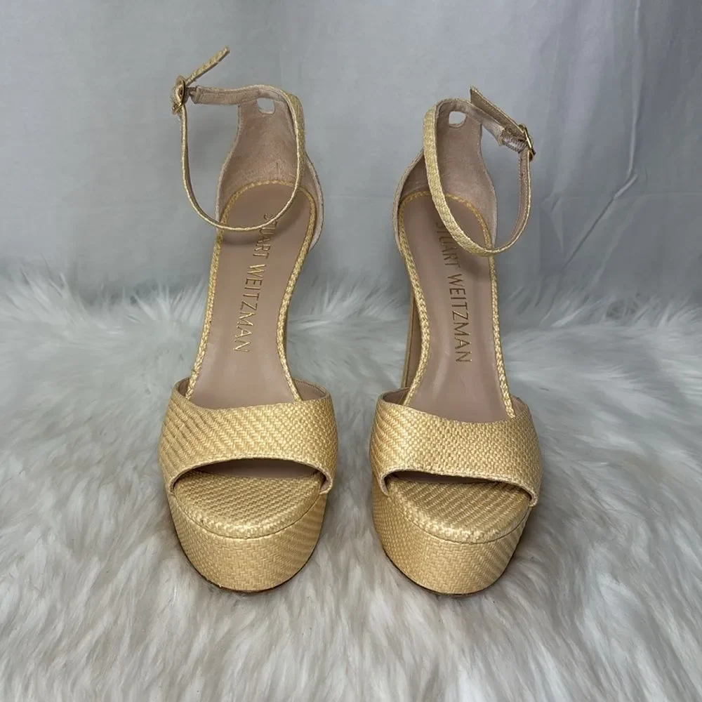Stuart Weitzman‎ Women's Straw Platform Sandals Sz 9
